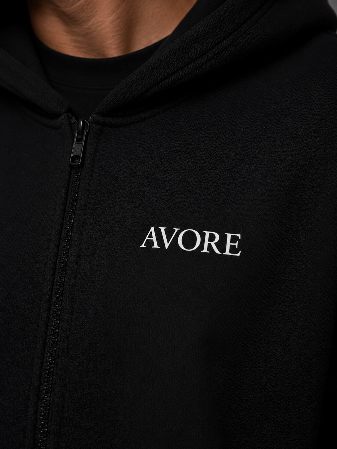 AVORE Signature Zip Hoodie – Black
