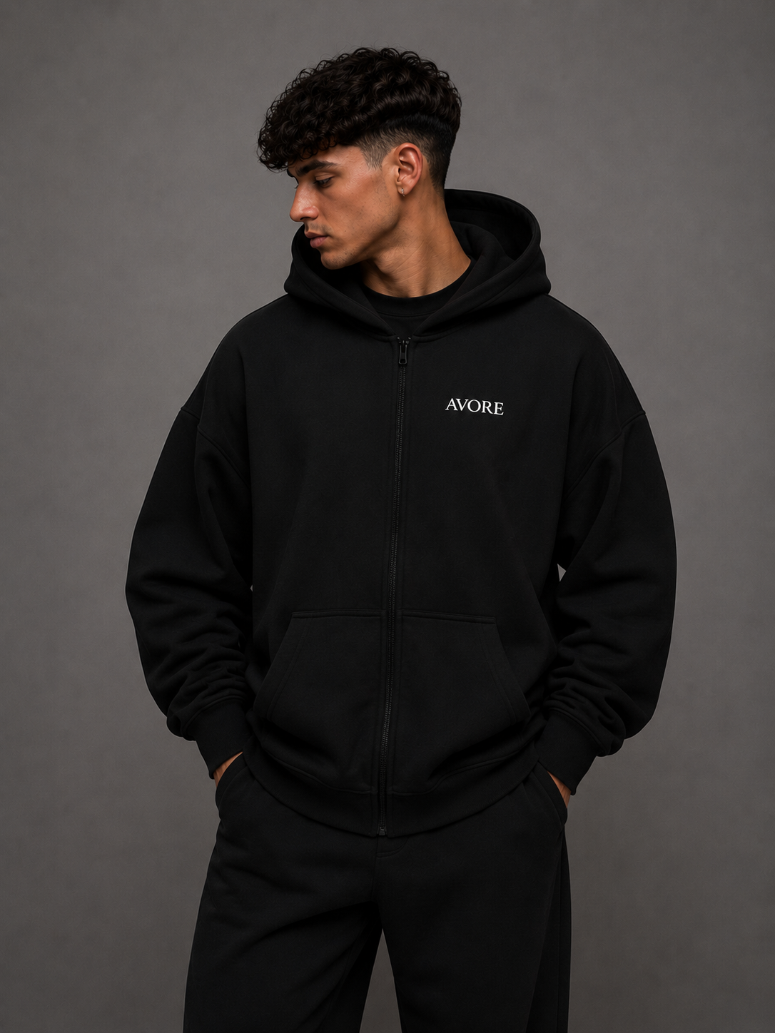 AVORE Signature Zip Hoodie – Black